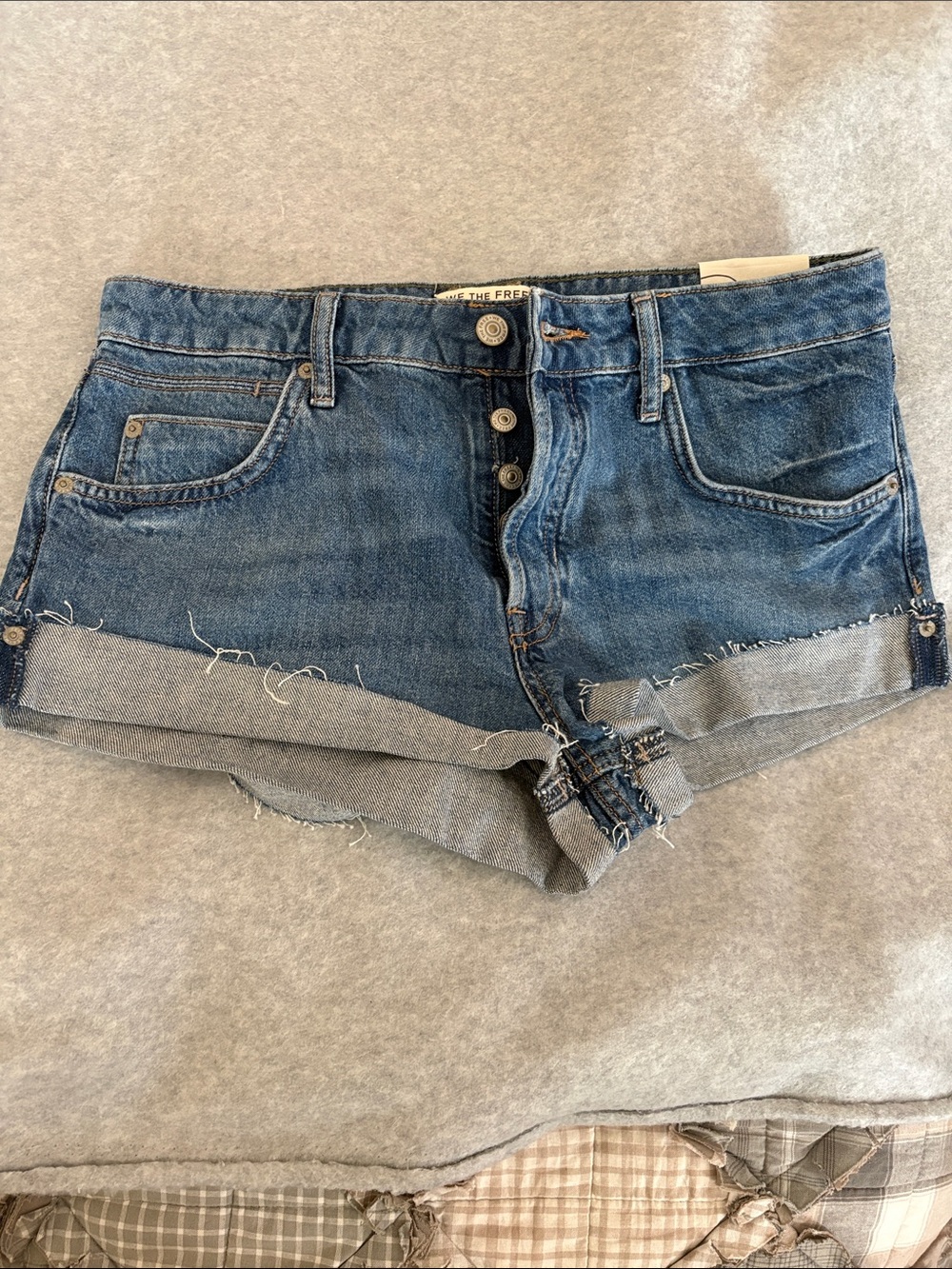 Free People Rolled Hem Denim Shorts - Blue
